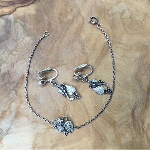 Vintage sterling silver bracelet and earrings